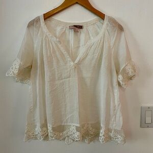 Forever 21 Cream Lace Accent Blouse